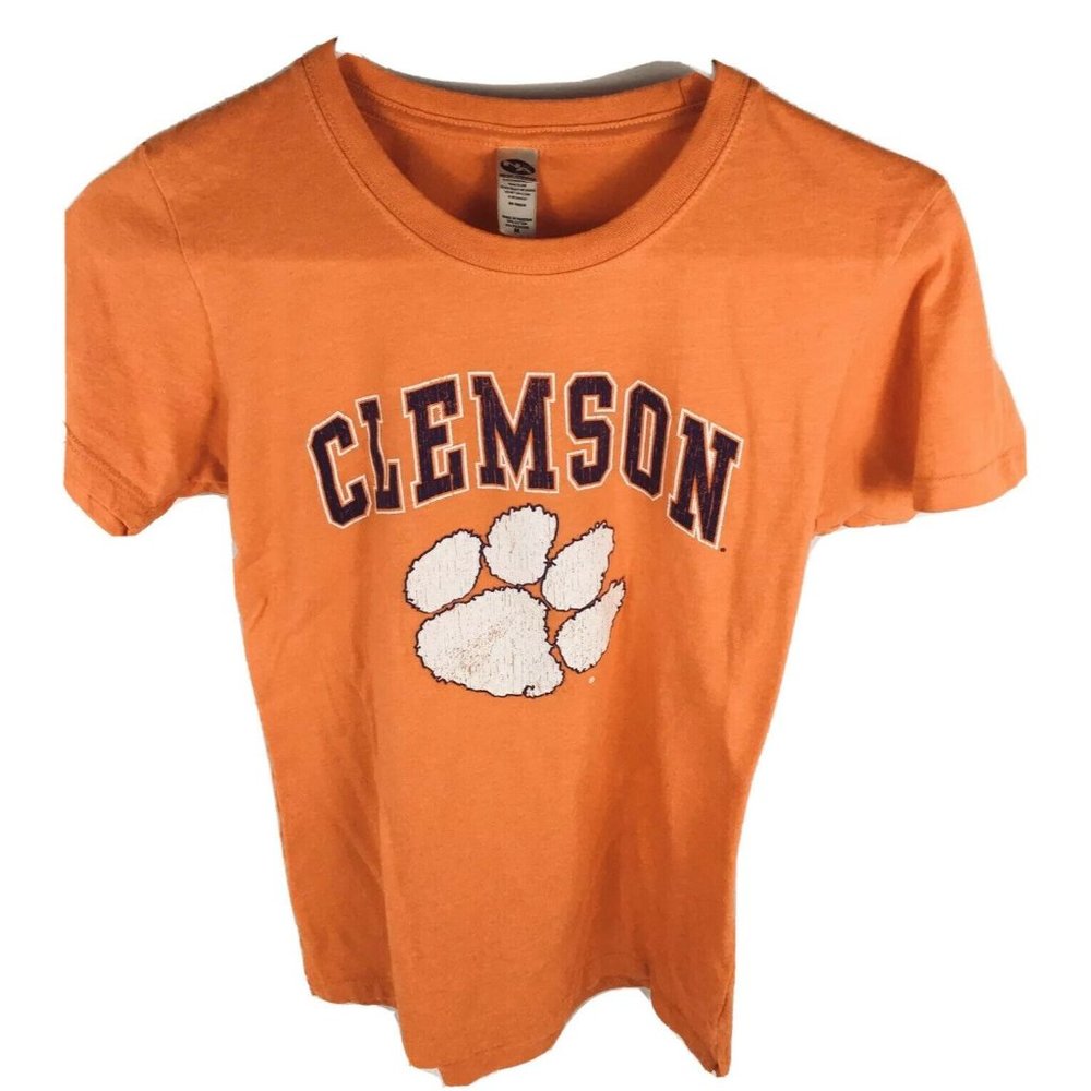 Clemson Tigers Kids Orange Short Sleeve Paw‎ Print T-Shirt Sz M Perrin